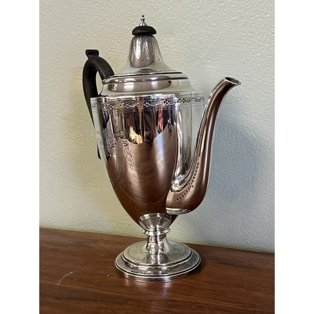 Antique Neoclassical Silver Plated Teapot